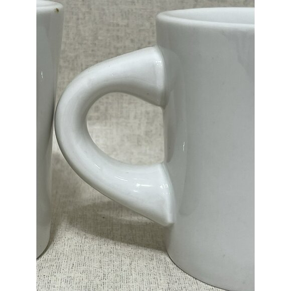 VTG REGO White Heavy Restaurant Ware Coffee Mug Cup Set Of 2 Chunky Chubby - Picture 11 of 11